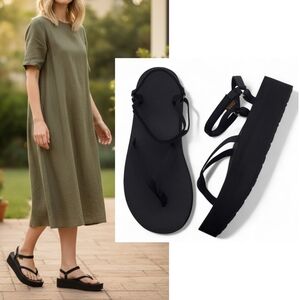 New Teva flatform slim platform sandals black strappy y2k summer bohemian beach